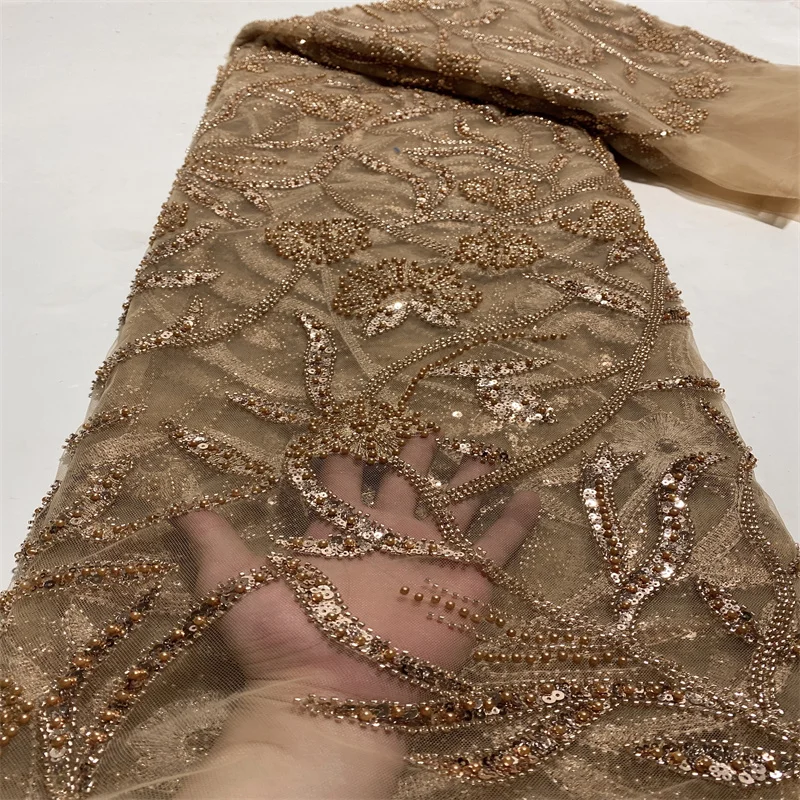 

Latest Sequins Lace Fabrics Embroidered High Quality African Tulle Lace Fabric 2022 French Net Lace Fabric For Wedding F5704