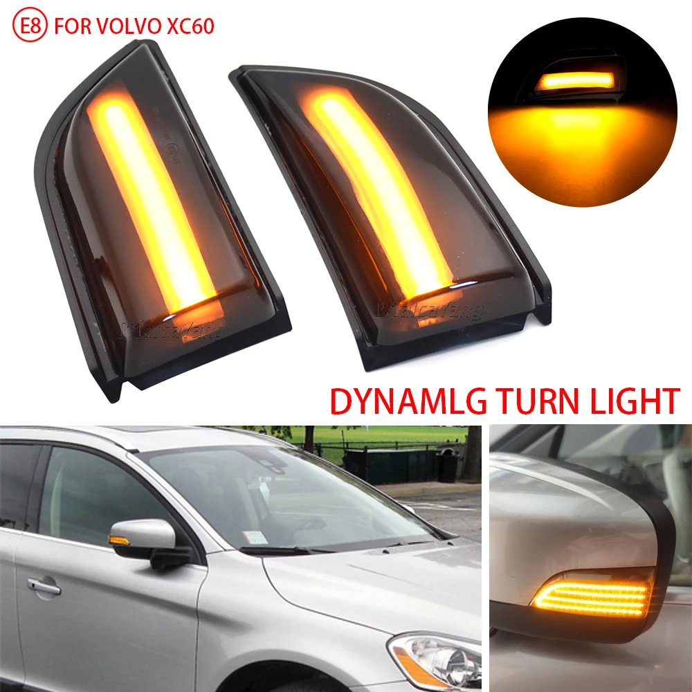 

2Pcs Dynamic Amber Turn Signal Lights Side Mirror Indicator Sequential Blinker Lamp For Volvo XC60 2008 2009 2010 2011 2012-2014