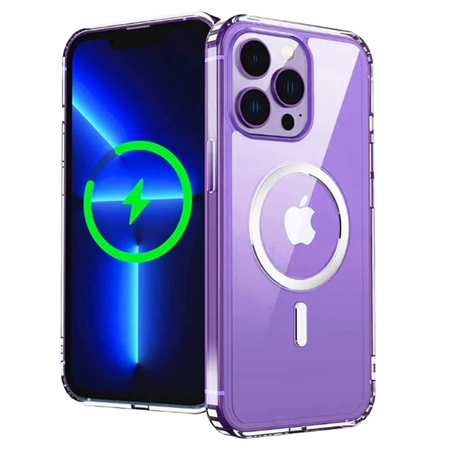 

Original For Magsafe Magnetic Wireless Charging Case For iPhone 14 13 12 11 Pro Max Mini X Xs XR 7 8 Plus SE 2022 Acrylic Cover