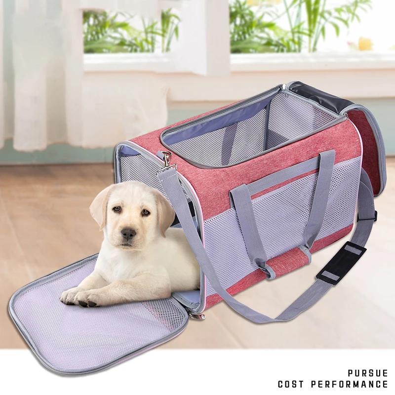 Soft Pet Carriers Portable Breathable Foldable Bag Cat Dog Carrier Bags Outgoing Travel Pets Handbag with Locking Safety Zippers