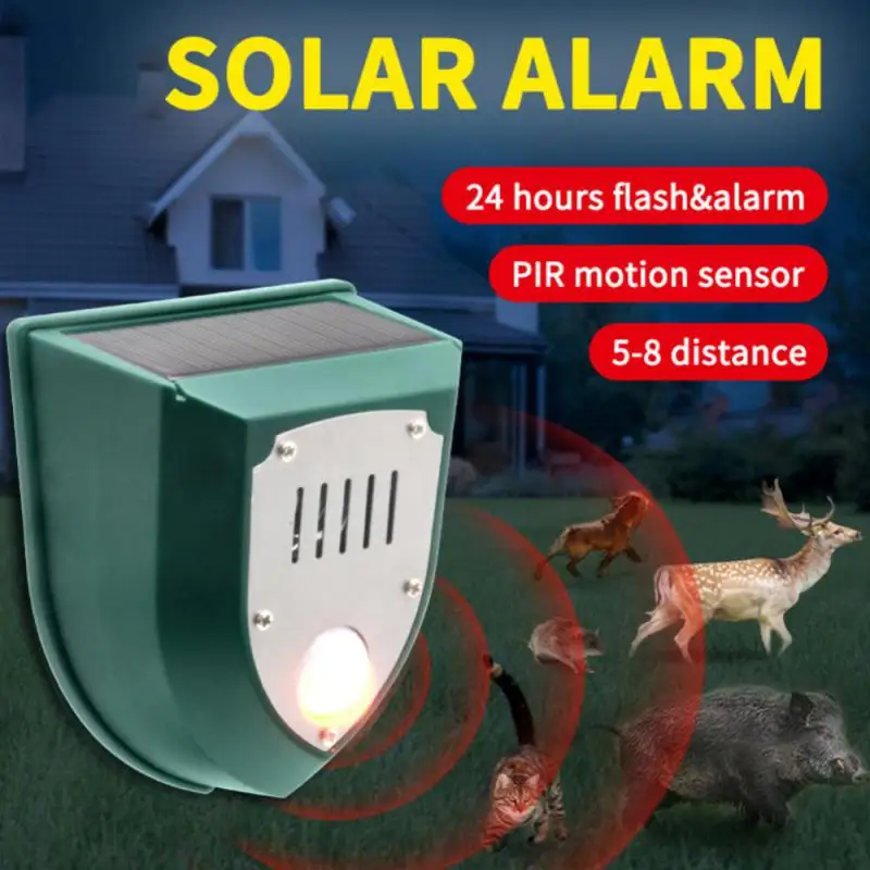 

Outdoor Motion Sensor Flash Light Solar Motion Sensor Animal Repeller Wild Boar Rat Alarm Detector Sound Alarm Animal Repeller