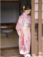 retro childrens japanese kimono floral prints traditional yukata girls performing costume kids long dress