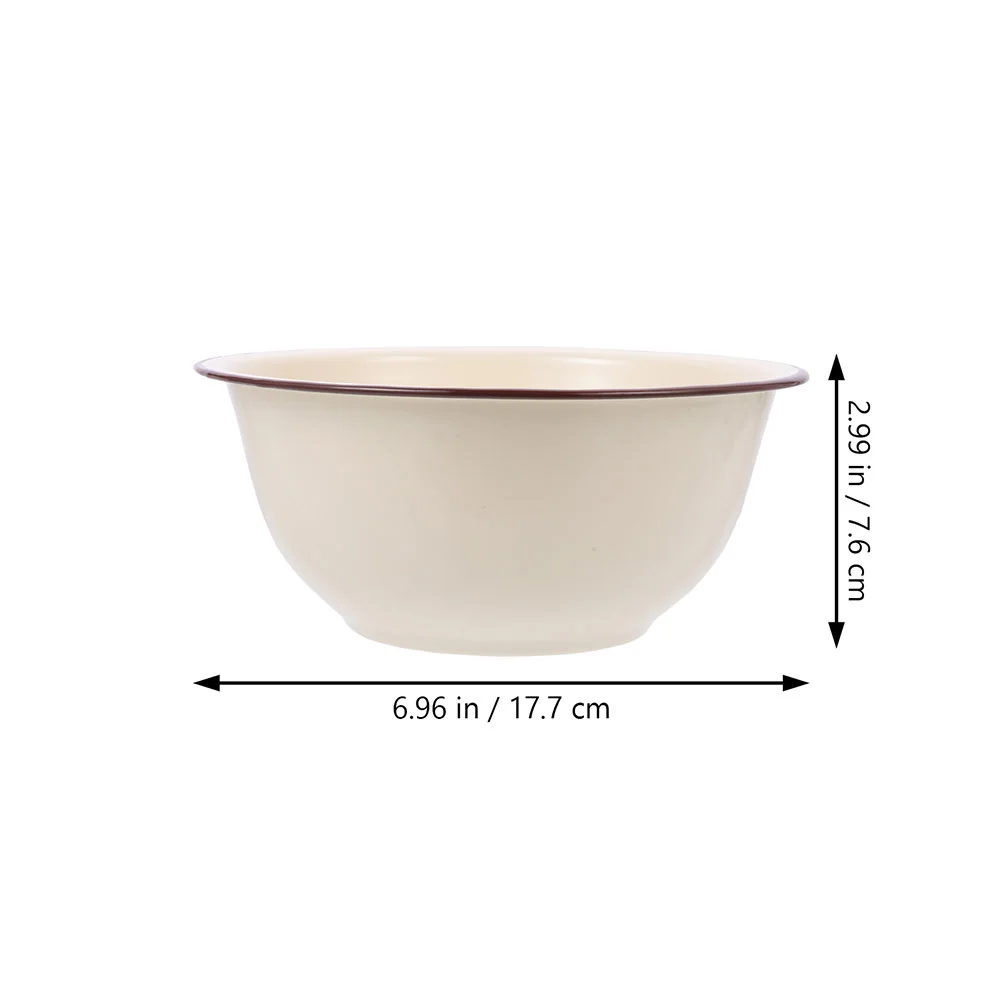 

Wedding Decor Enamel Bowl Soup Storage Basin 21.5X21.5X9CM Dough Mixing Ivory Household