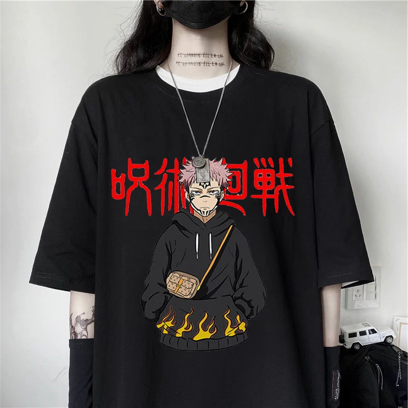 

Japanese Anime Jujutsu Printed T Shirt Women Short Sleeves Summer Casual Harajuku Fashion Streetwear Tops Tee Oversized T-Shirts