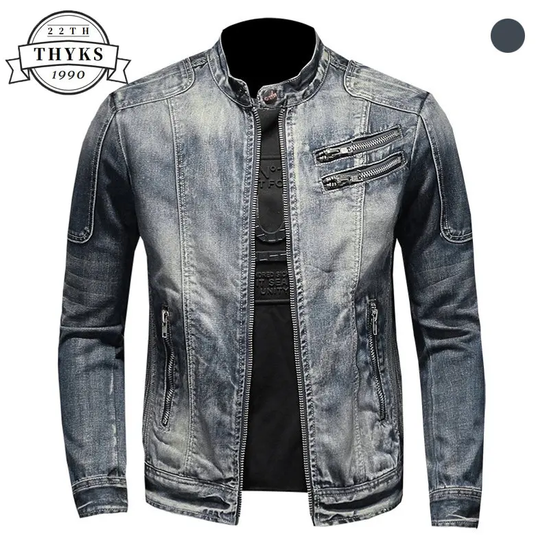 

Мотоциклетная джинсовая куртка для мужчин, демисезонная винтажная мужская Ковбойская джинсовая куртка