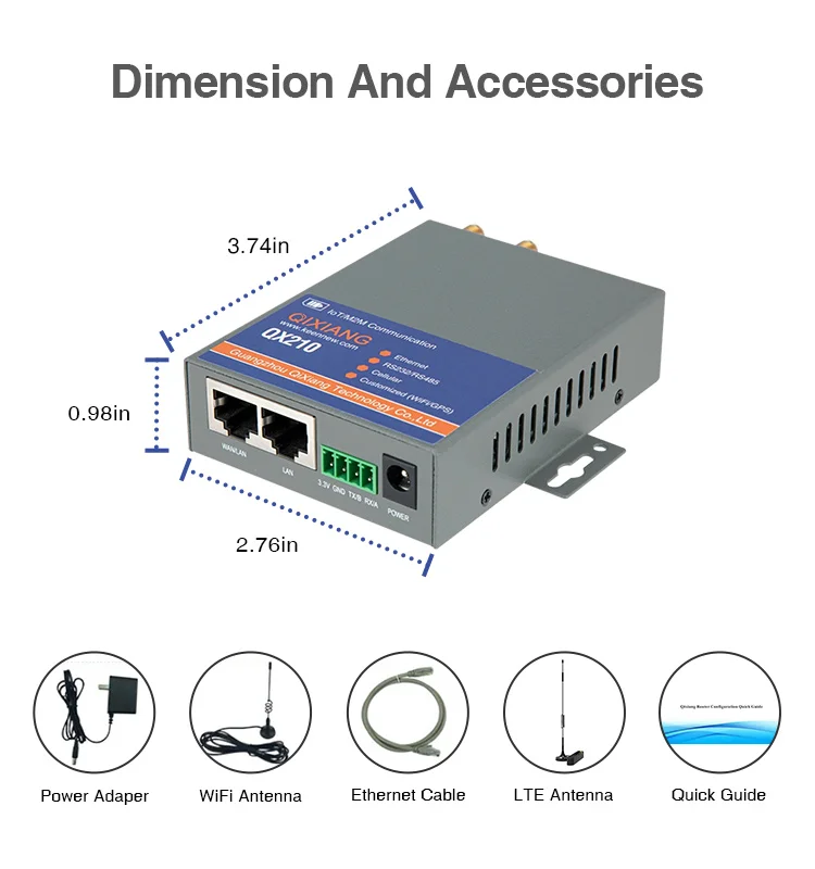 Модемный маршрутизатор QX210 M2M IoT 4G LTE порты Sup Ethernet Vpn Wi-Fi слот для Sim-карты