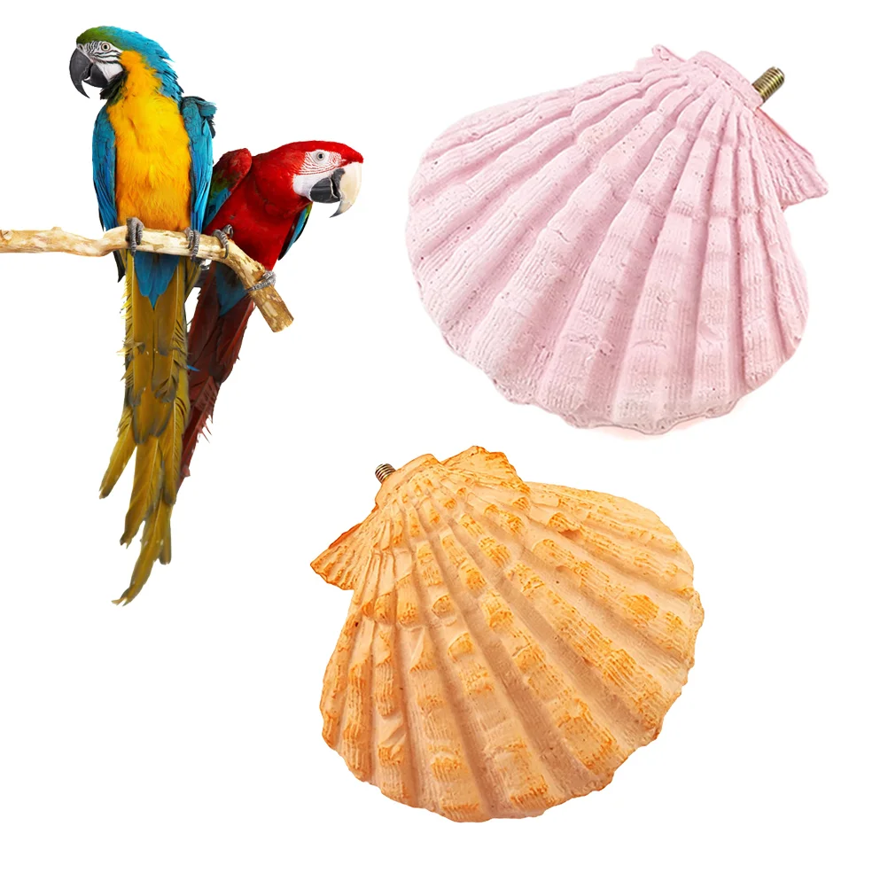 

2 Pcs Small Bird Toys Parrot Shell Molars Pet Stone Animal Striped Bass Teeth Griding