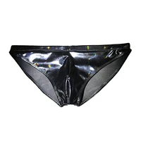 men soft breathable underwear sexy tight fitting stretch glossy pu leather briefs low rise knickers bikini bulge pouch g string