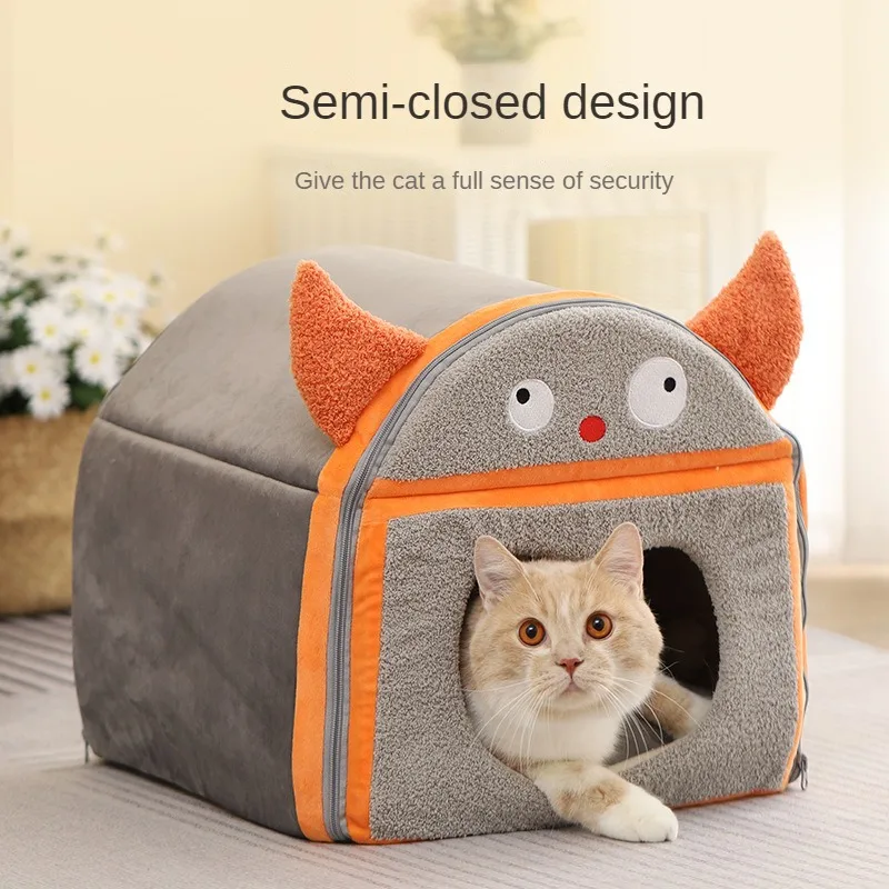 

Cat plush Bed Cave Anti-Slip Bottom 38*38cm,House style PP cotton filling Bed for Indoor Pet,Super Soft Calming Pet Sofa Bed