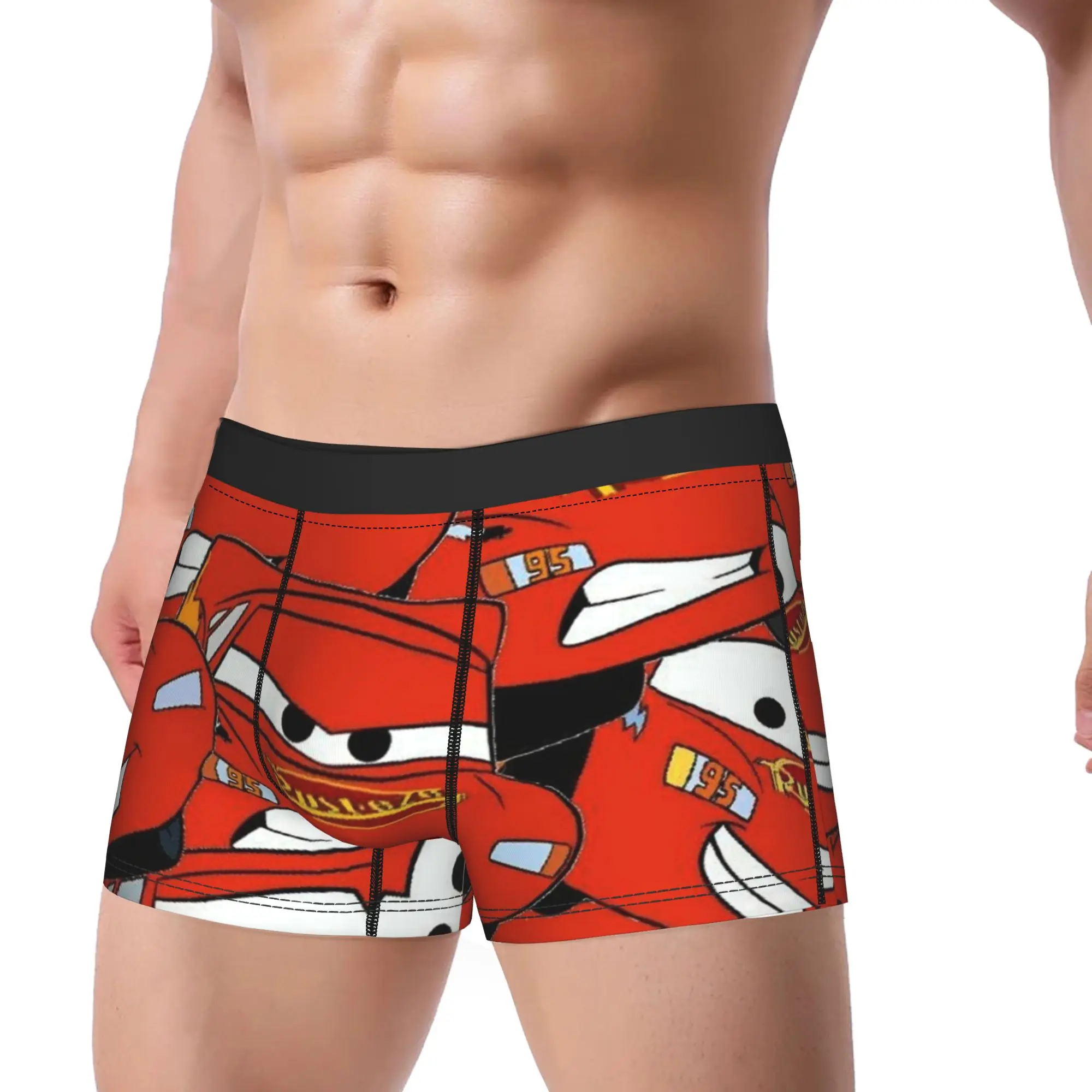 Фото Трусы-боксеры Lightning McQueen Rusteze Collage, качественное мужское удобное нижнее белье, трусы-боксеры с принтом, трусы больших размеров №2