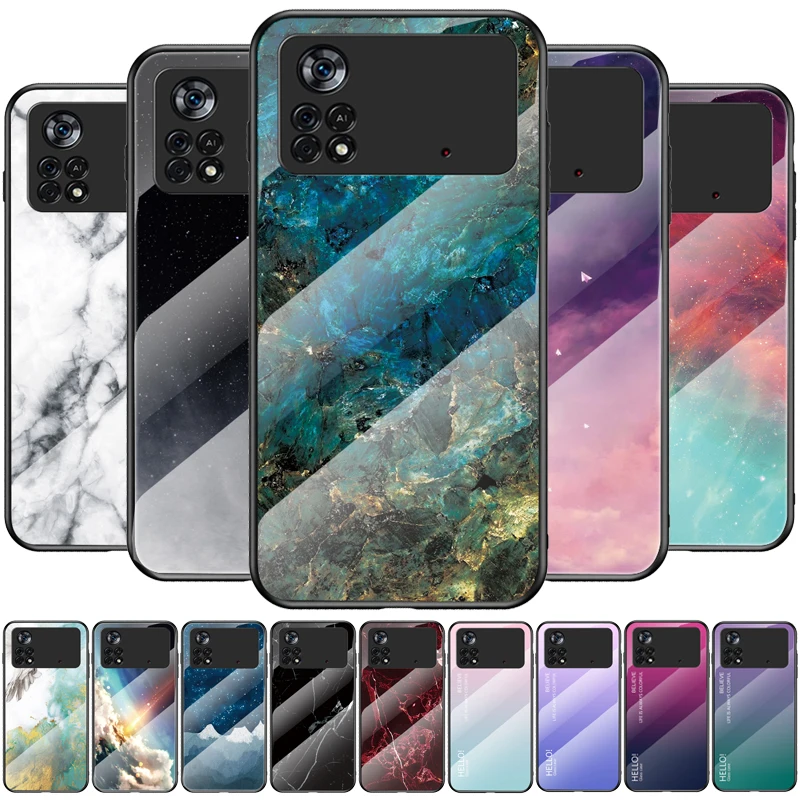 

Poco F3 X3 X4 Pro 5G Case Marble Marble Tempered Glass Phone Case For Xiaomi Poco X4 Pro 5G PocoM3 X3 M4 Pro 5G X3 NFC GT Cover