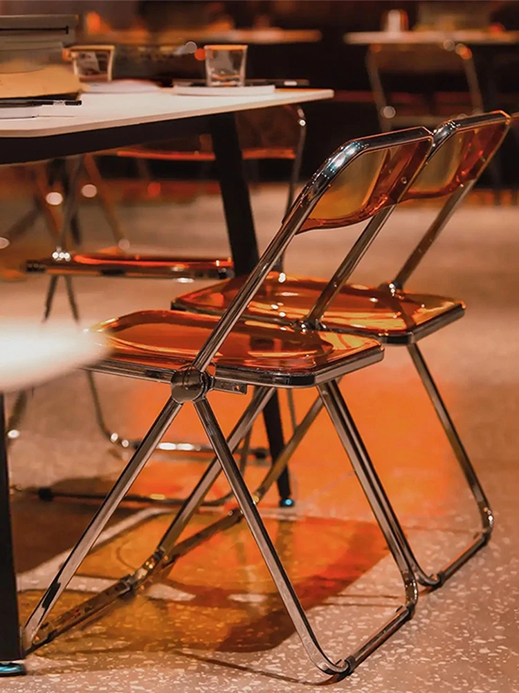 Прозрачный складной стул в скандинавском стиле обеденный акриловый пластиковый
