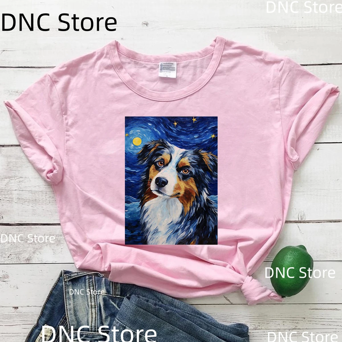 Женская футболка с принтом немецкой овчарки Ван Гога