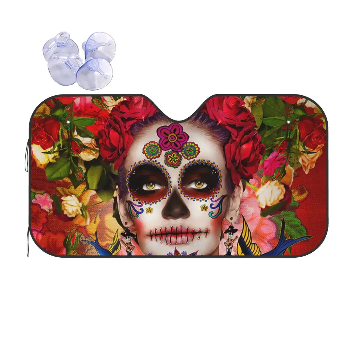 

Beautiful Girl Windshield Sunshade Sugar Skull Mexican Creative Car Front Windshield 76x140cm Sunshade Visor Solar Protect