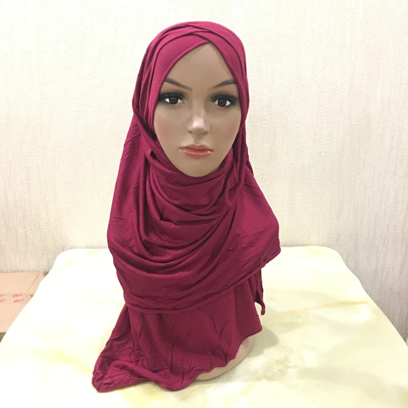 

H097 modal cotton jersey muslim scarf crisscross hat headscarf islamic hijab shawl arabic shawl headwrap