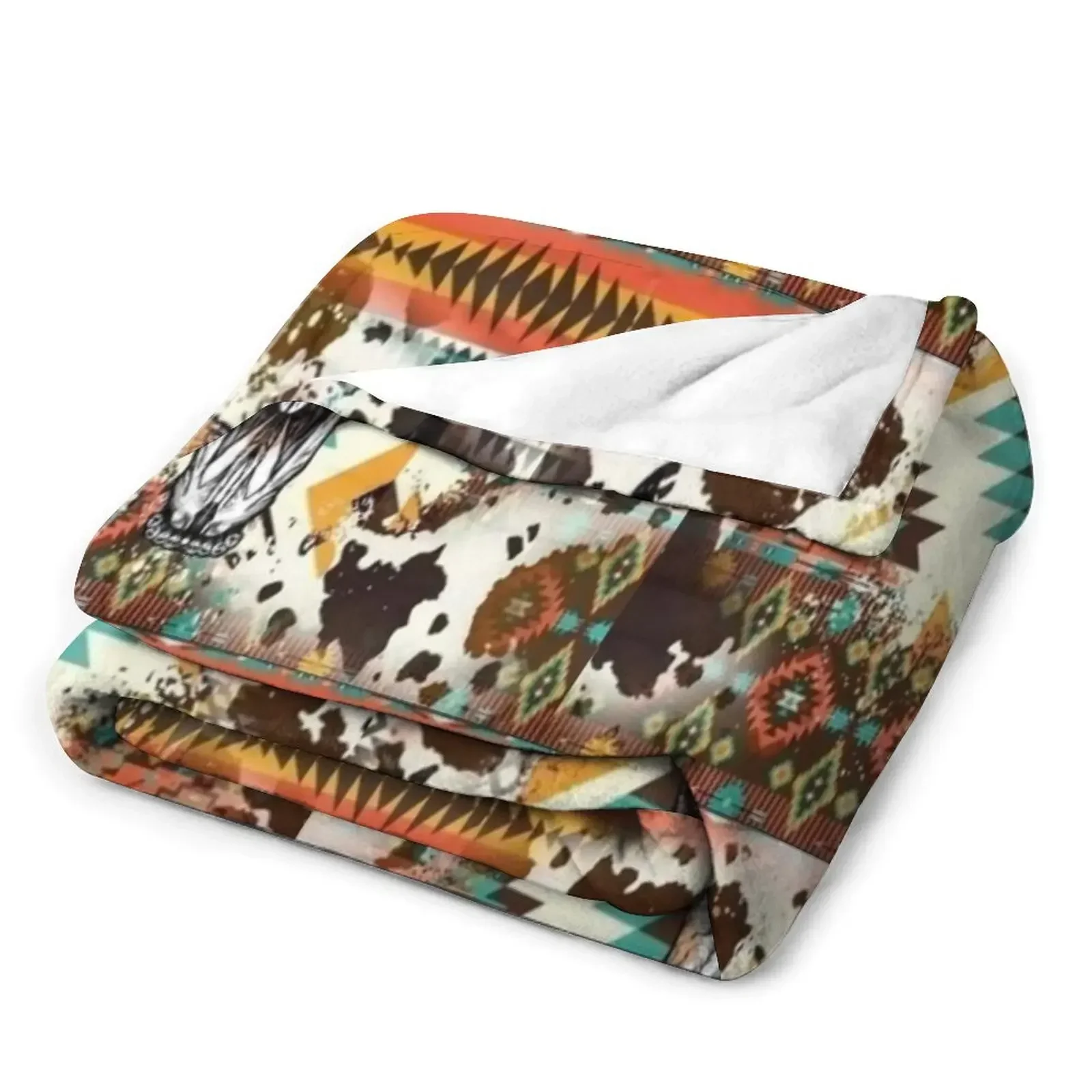 Ацтекское одеяло с принтом коровы и черепом быка декоративные одеяла на Хэллоуин