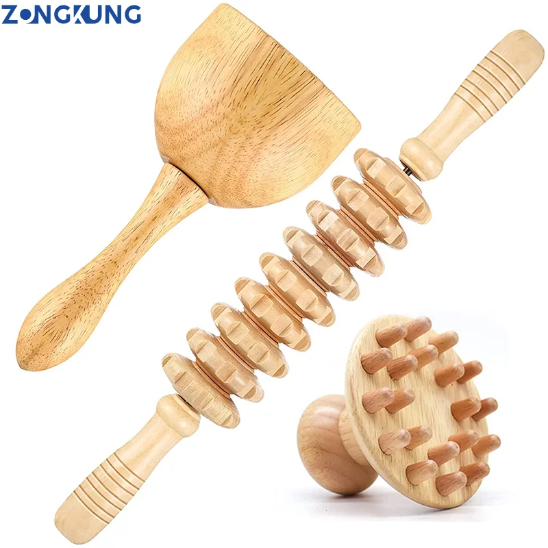 

ZONGKUNG Wood Therapy Massage Tools Maderoterapia Kit Wooden Gua Sha Tool Wood Massage Roller Mushroom Massager Body Sculpting