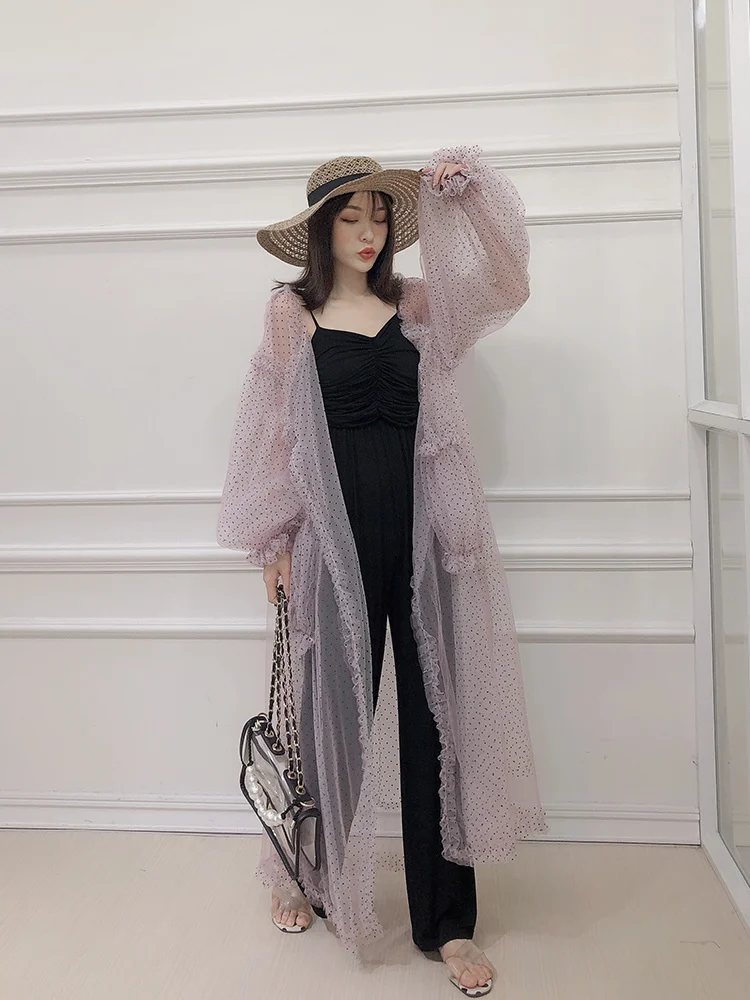 

Superaen Europe New Fashion Mesh Sunscreen Shirt Female Summer and Spring 2021 Women Long Blouses Cardigan Women Clothing
