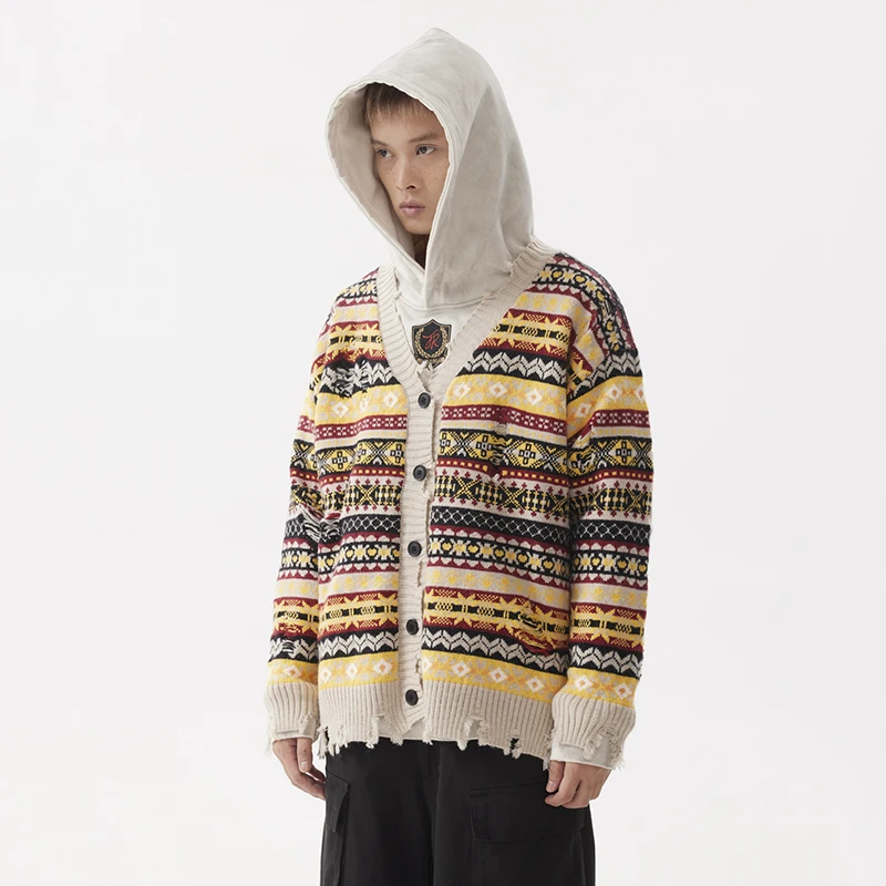 PFNW Американский винтажный мужской кардиган вязаные топы нишевый дизайн потертый