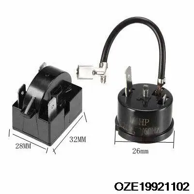 

Refrigerator PTC Starter Relay 12 Ohm 4 Pin + Compressor Overload Protector 1/4HP