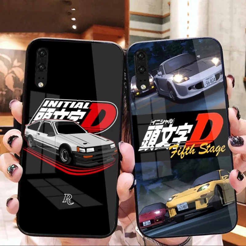 Initial D AE 86 GTR Phone Case For Huawei P50 P40 P30 P20 Pro Mate 40 30 20 Pro Nova 9 8 7 PC Glass Phone Cover