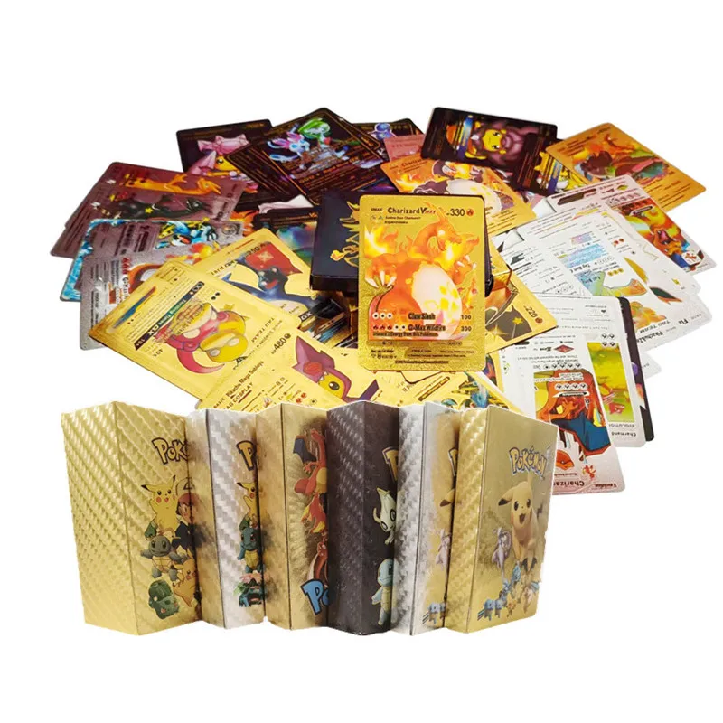 

110/55/27 шт., оригинальные английские Искусственные золотые карты, боевые тренировочные энергетические карты, коллекционные игрушки для мальч...