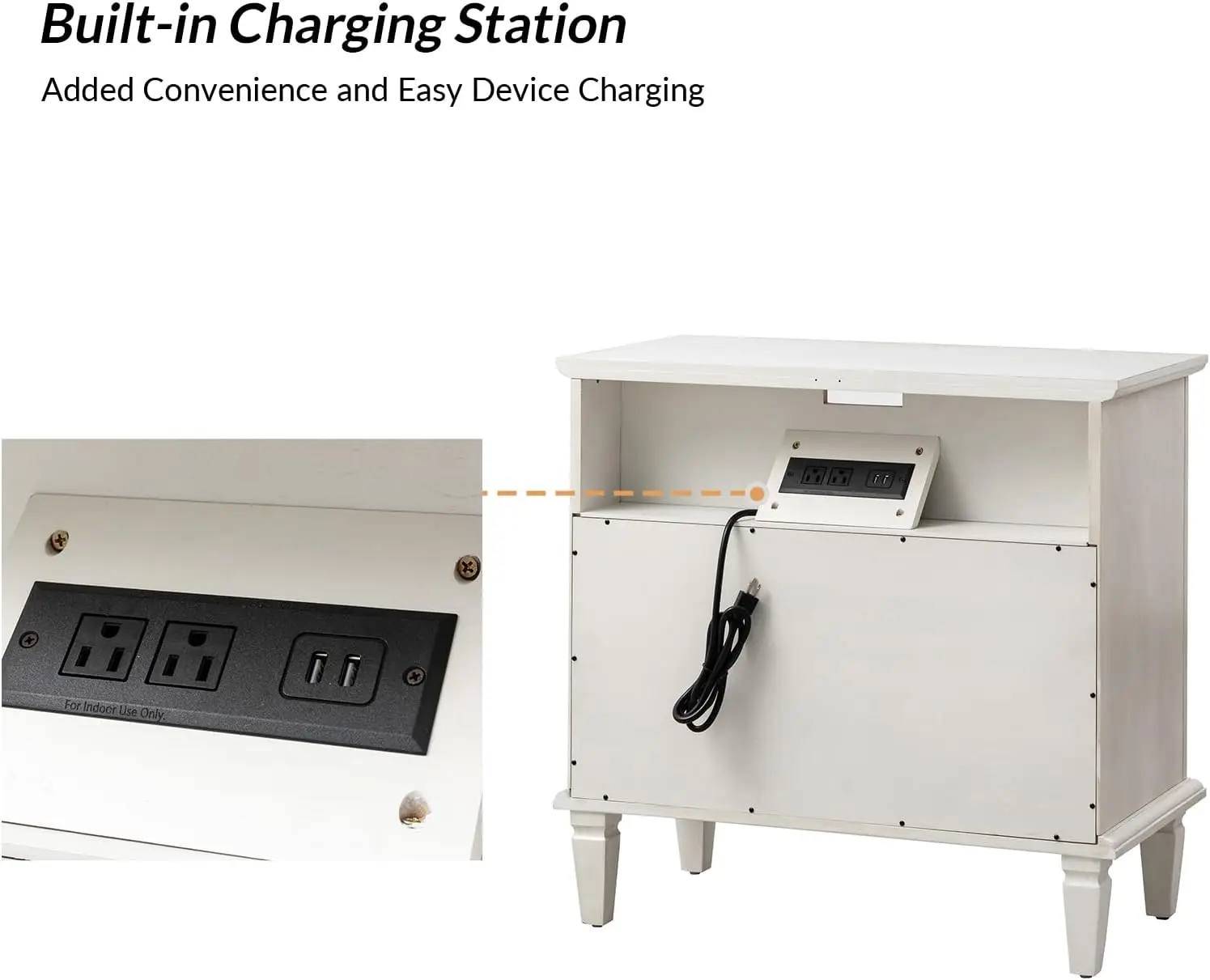 Тумбочка HULALA HOME с зарядной станцией набор из 2 штук торцевой столик для