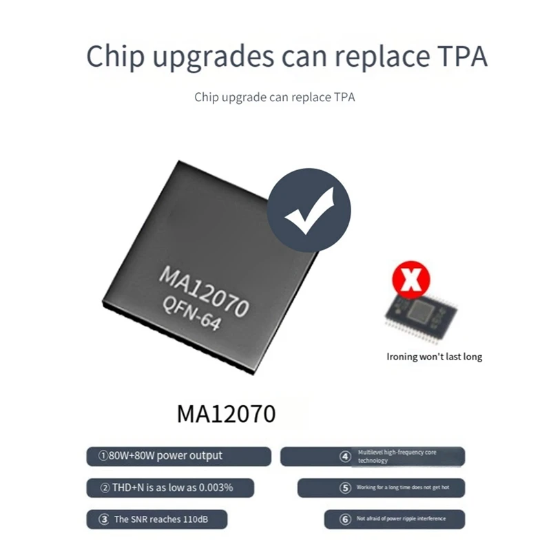 Цифровой усилитель мощности звука BRZHIFI 2X80w MA12070 динамики Hifi стерео класса D Aux