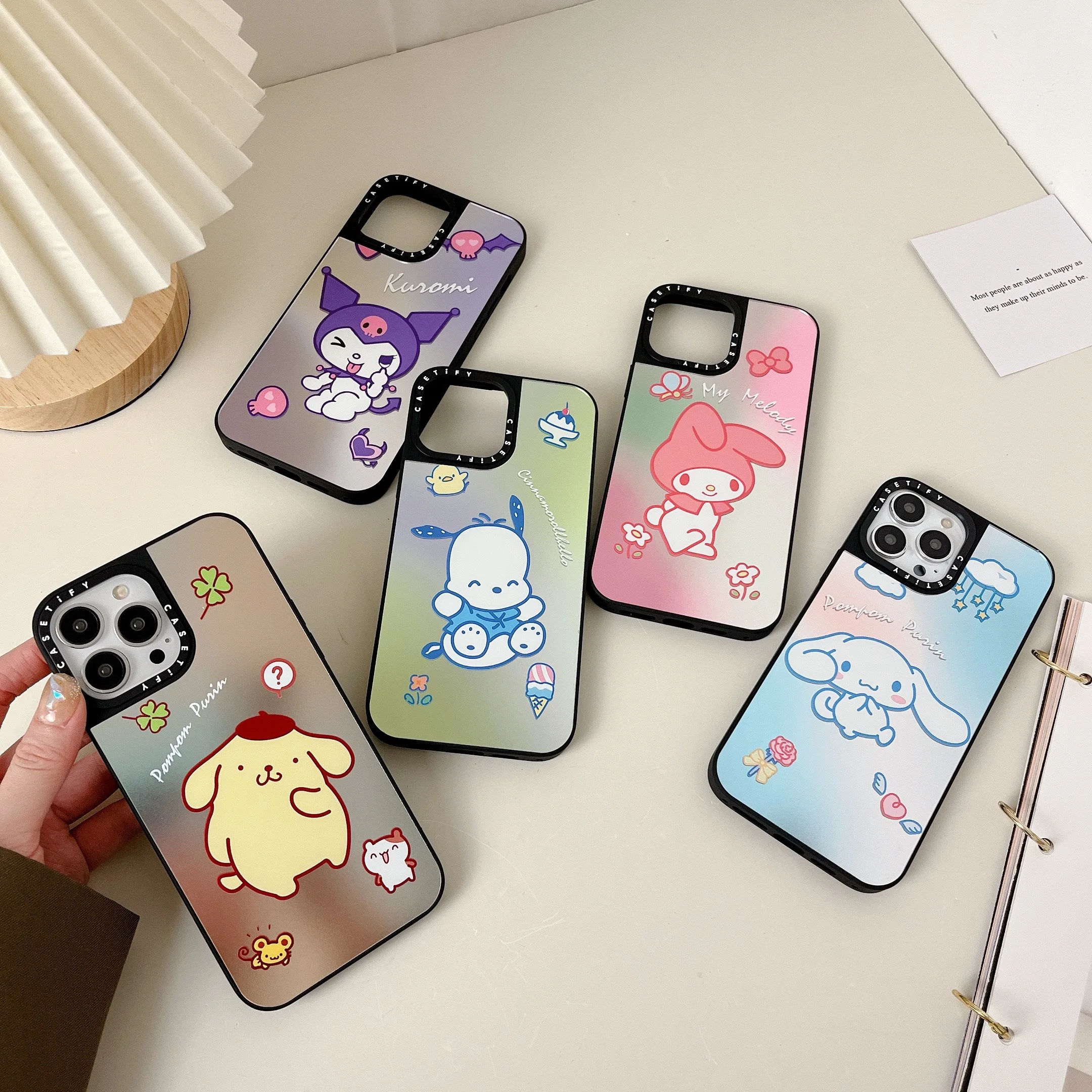 

Kawaii Sanrio Hello Kitty Kuromi Mirror Phone Case for Iphone 11 12 13 14 Pro Max Plus Y2k Girl Painted Anti-fall-Casetify