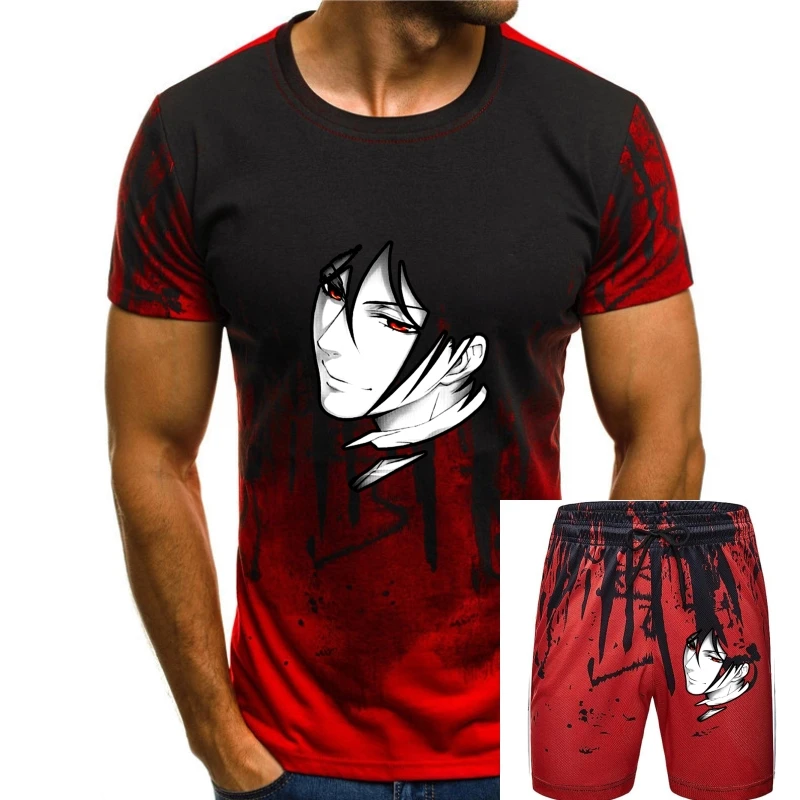 

Fashion Mens Short sleeve T Shirt New BLACK BUTLER Kuroshitsuji Anime Manga White Black T-Shirt Summer Men Printing Tshirt