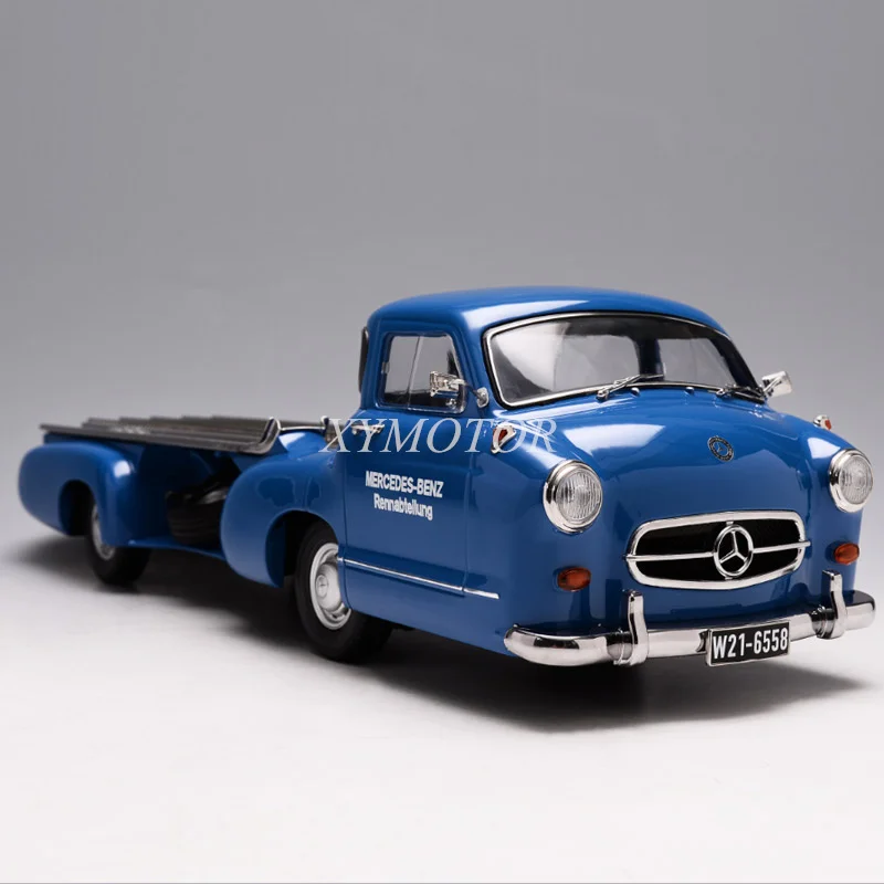 

IVY 1/18 For Benz Renntransporter Blaues wuuder Rennwagen-Schnell TRANSPORTER 1954 Model Car Truck Display Ornaments Collection