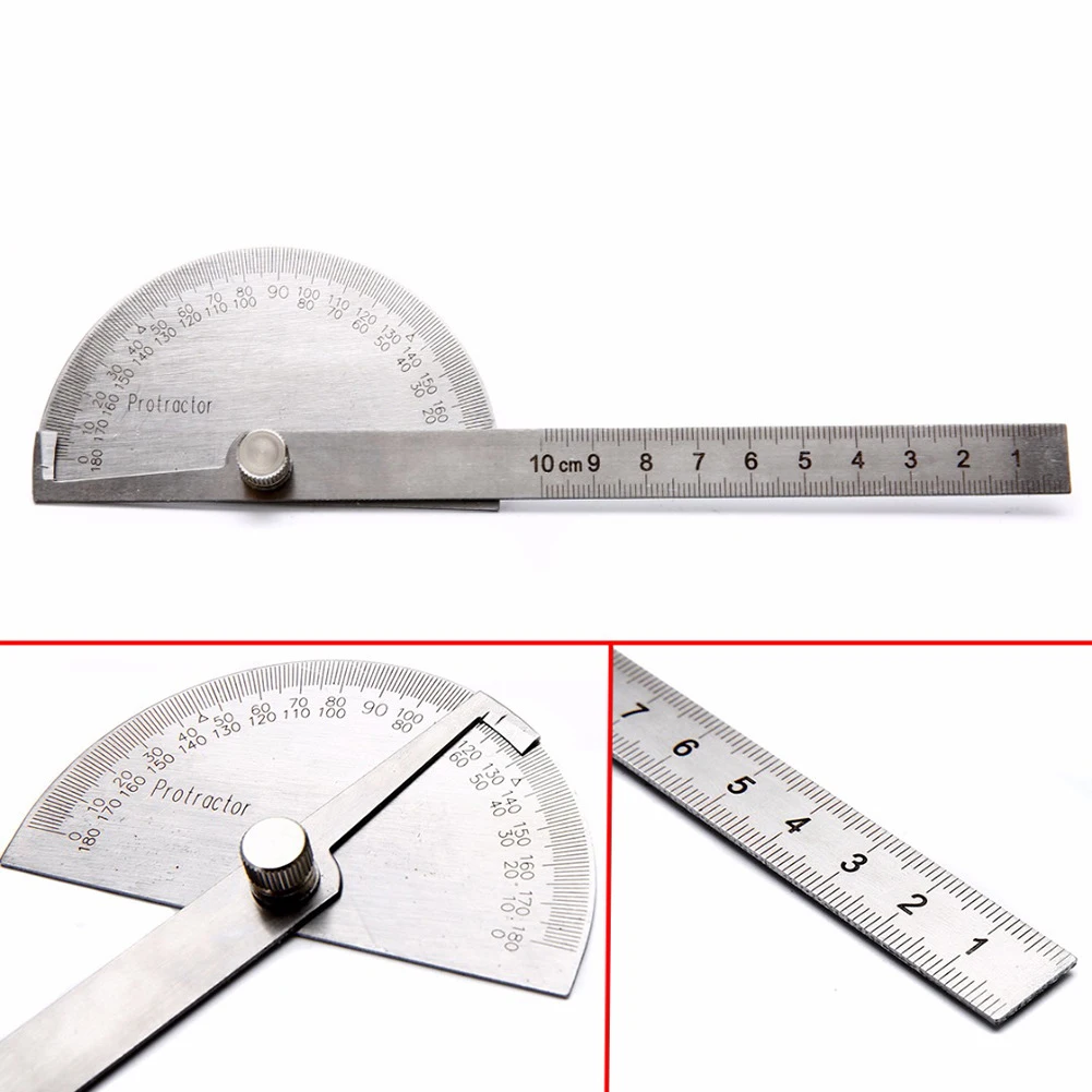

180 Degree Protractor Stainless Steel Angle Gauge Adjustable Multifunction Semicircle Ruler Mathematics Measuring tool