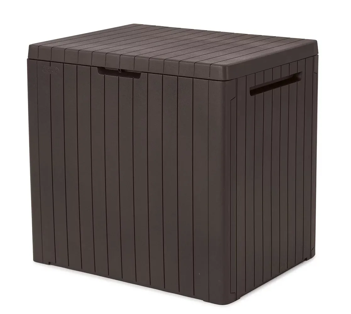 

Keter City Box, коричневая полимерная палуба объемом 30 галлонов для мебели для патио, аксессуаров для бассейна и уличных игрушек