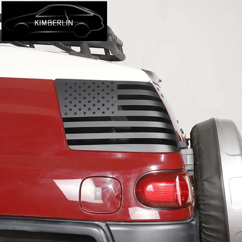 Фото Наклейка на заднее боковое стекло для Toyota FJ Cruiser 07-21, черная, с американским флагом, внешняя наклейка на заднее боковое стекло. №4