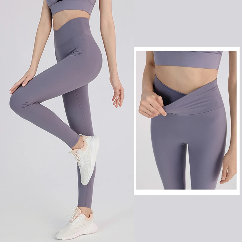 

Buttery Soft Super Stretchy Women Yoga Pants Solid Color Cross High Waist Fitness Leggings Female Slim Fit Workout Tights