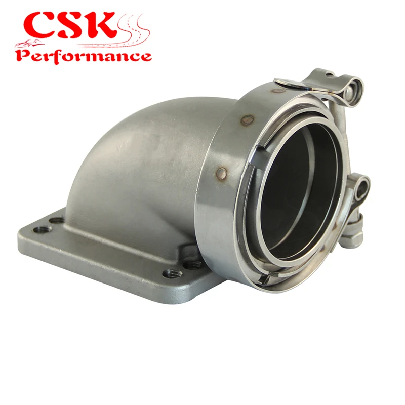 

2,5 "Vband 90-градусный стальной литой коленчатый адаптер фланец для T3 T4 Turbo + зажимы