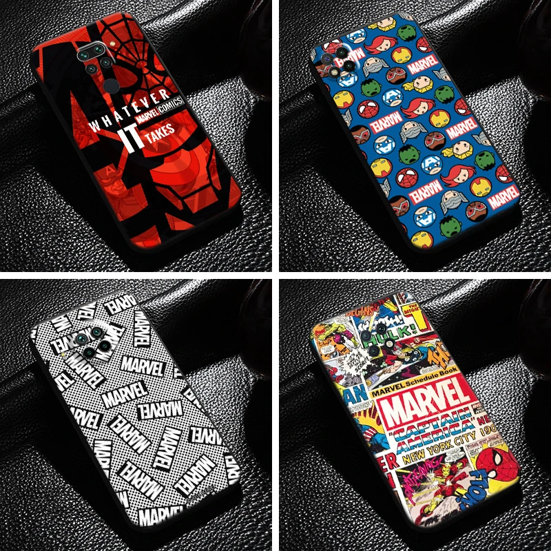 

Marvel Avengers For Xiaomi Redmi Note 9T 9 Pro 5G Phone Case Silicone Cover Carcasa Back Black Funda Liquid Silicon TPU