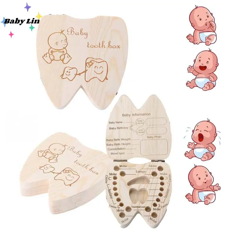 

Детская деревянная шкатулка для зубов, коробочка с деревянными предметами для хранения, испанский, английский, голландский, русский, французский, итальянский, Детские сувениры для мальчиков и девочек, подарок