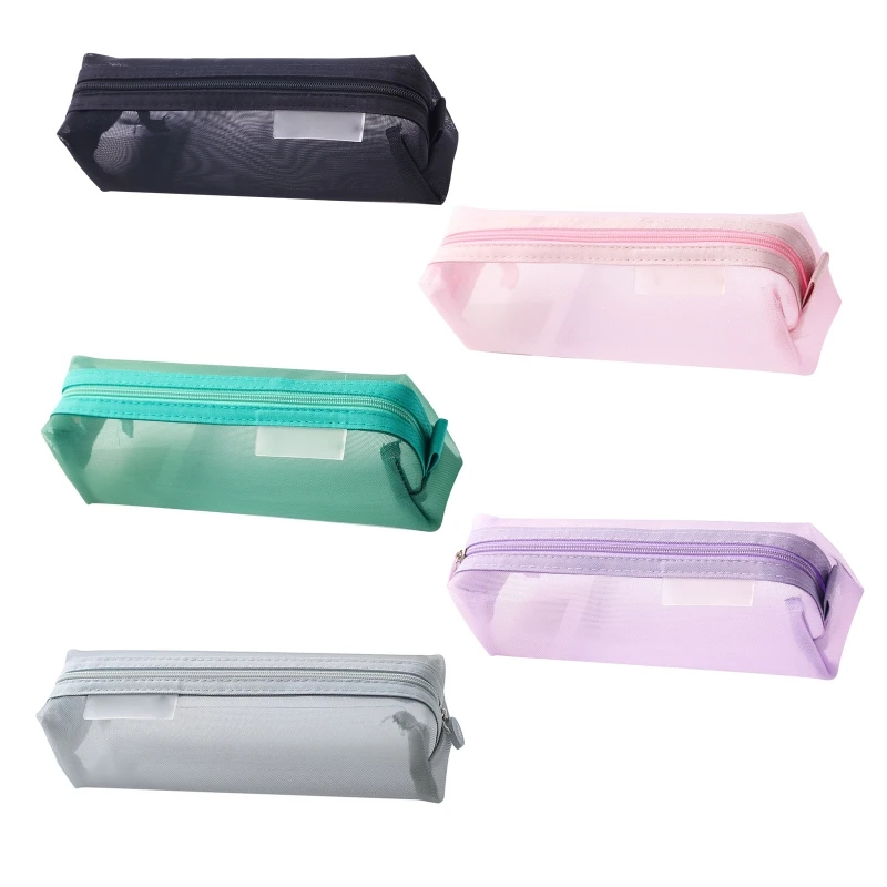 

D0UA Lovely Clear Zipper Pencil Pouch Pencil Case Box Stationary Travel Toiletry Bag for College Student Teen Young People