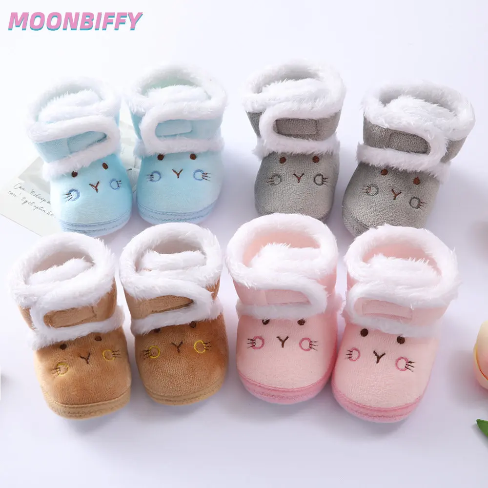0-18M Children's Cotton Shoes Toddler Shoes Winter Warm Newborn Toddler Boots Baby Girls Boys Shoes Soft Sole Fur Snow Boots