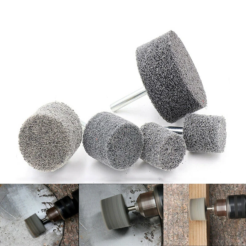 

5PCS/pack 20-50mm Cylindrical Nylon Fiber Polishing Wheel Abrasive Shank For Drill Grinder Metal