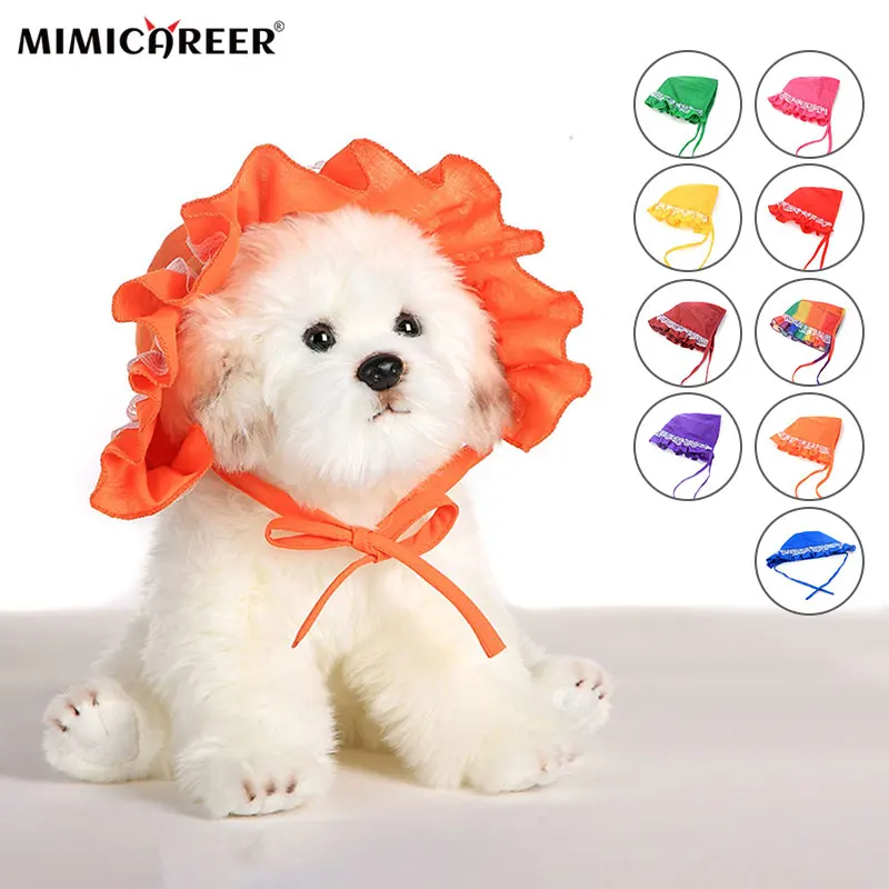 

Dog Headgear Outdoor Lace Dog Sun Hat Pet Dog Caps Summer Thin Pet Hat Cute Dog Headgear headdress Sunhat Costume Accessories