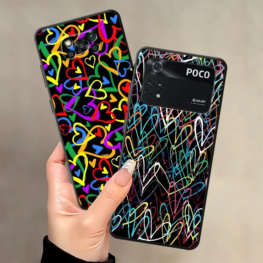 Фото Чехол для телефона с узором в виде сердец для Xiaomi Poco F8 M5 F1 C71 F3 M3 M4 M7 C50 C61 C75 X3 X4 X5 X7 Pro №2