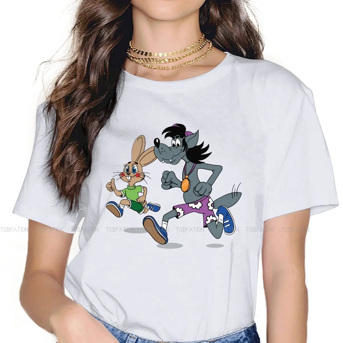 

Женская одежда для бега Nu Pogodi Wolf Hare русские Мультяшные женские футболки винтажные топы с графическим рисунком Футболка кавайная уличная одежда для девочек