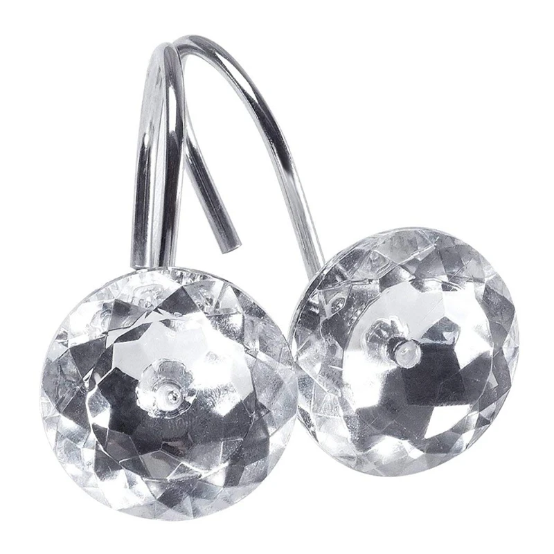 

Занавеска для душа, блестящие крючки, кольца из акриловой искусственной кожи, стеклянный хрустальный набор для ванной комнаты, 24 Кольца