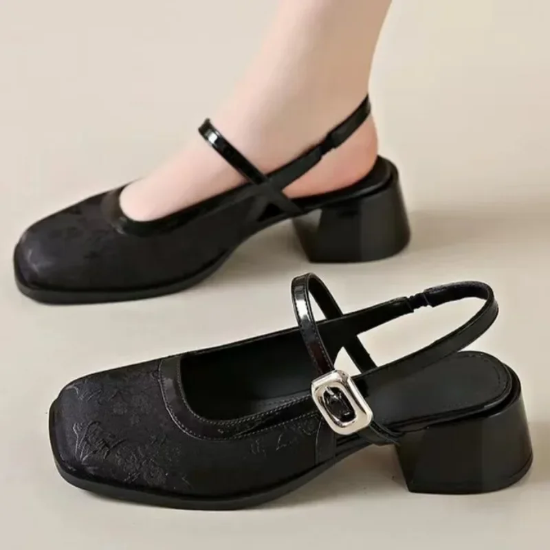 Винтажные черные сандалии Мэри Джейн женские нескользящие повседневные офисные