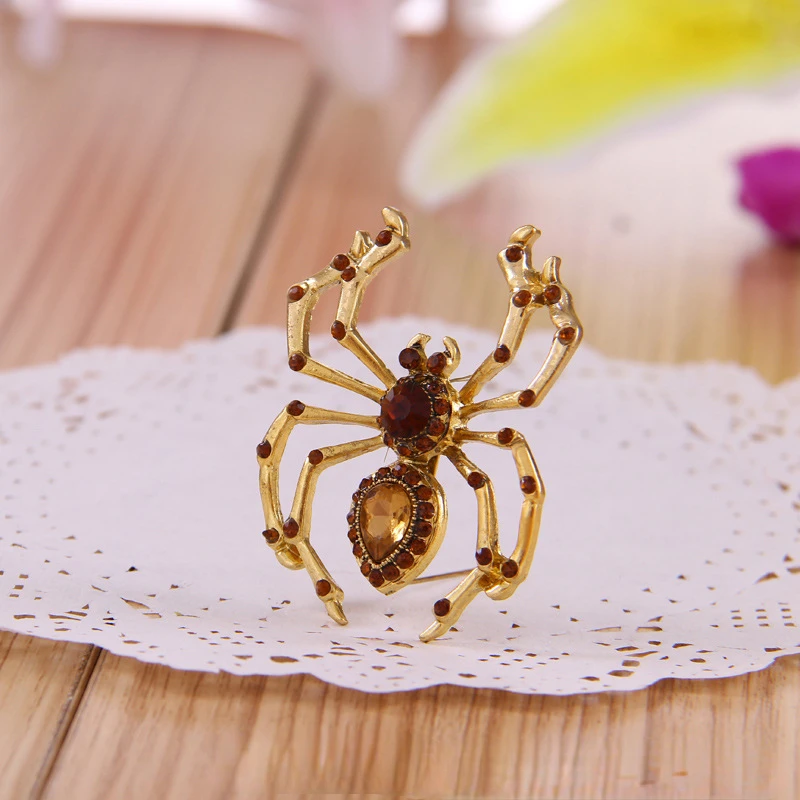 

3 Pcs/bag Retro Diamond Brooch Men's Suit Spider Insect Brooch Suitable for Bags, Clothing, Hats, Scarf Accessories