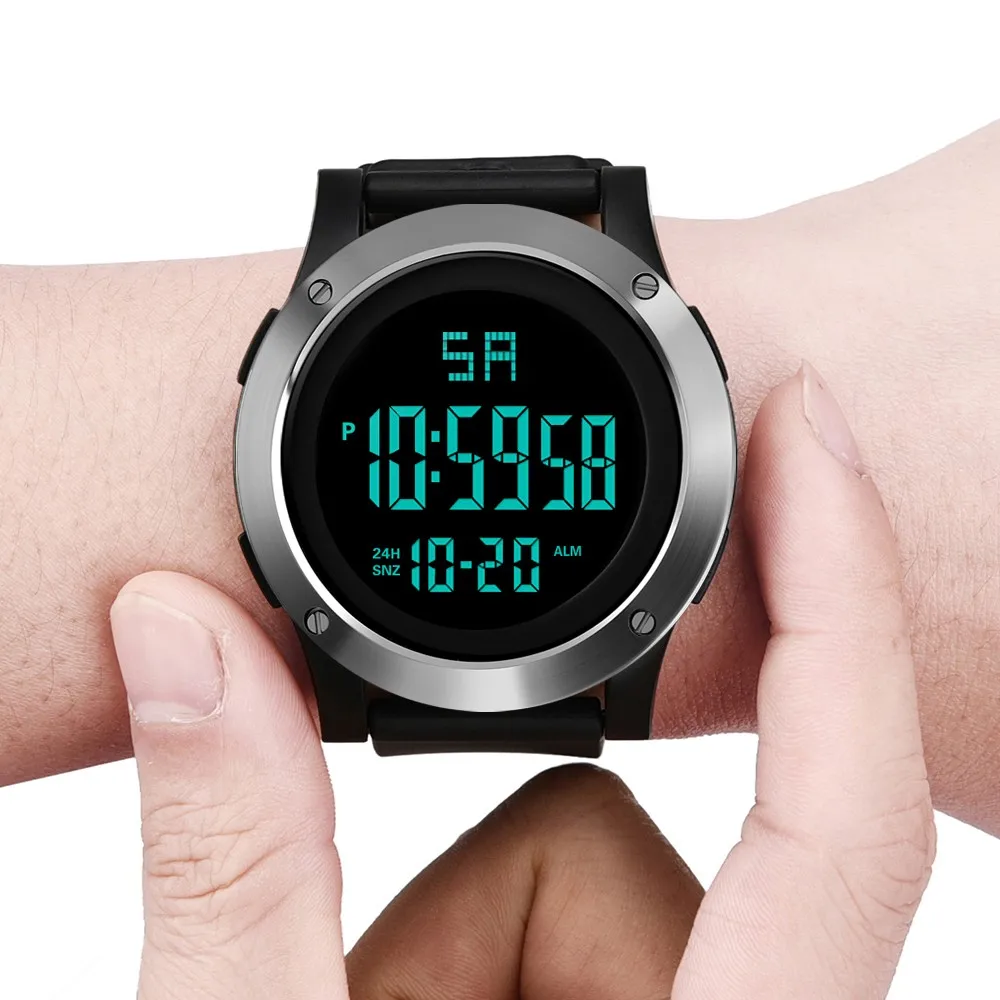 

Simple And Stylish Fashion Waterproof Men's Boy Lcd Digital Stopwatch Date Rubber Sport Wrist Watch Creative Fashion Gift