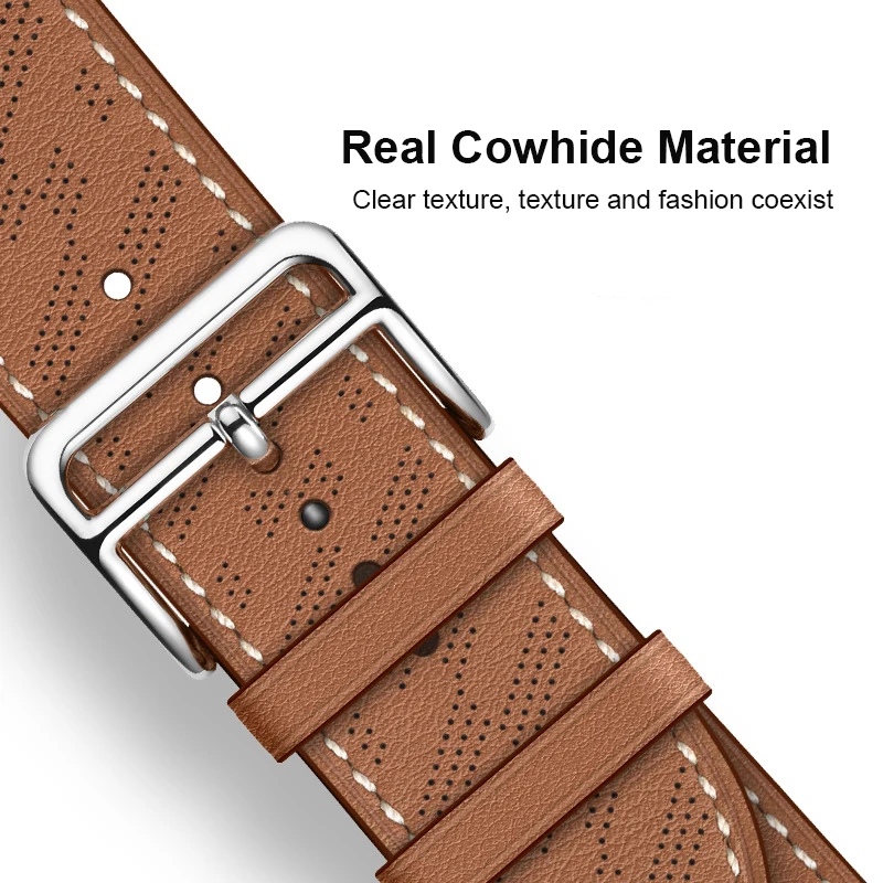 Cow Leather Watch Strap For Apple Watch Band Series 8 7 45mm 41mm Ultra 49mm Strap Bracel Correa For Apple Watch Se 6 40mm 44mm enlarge