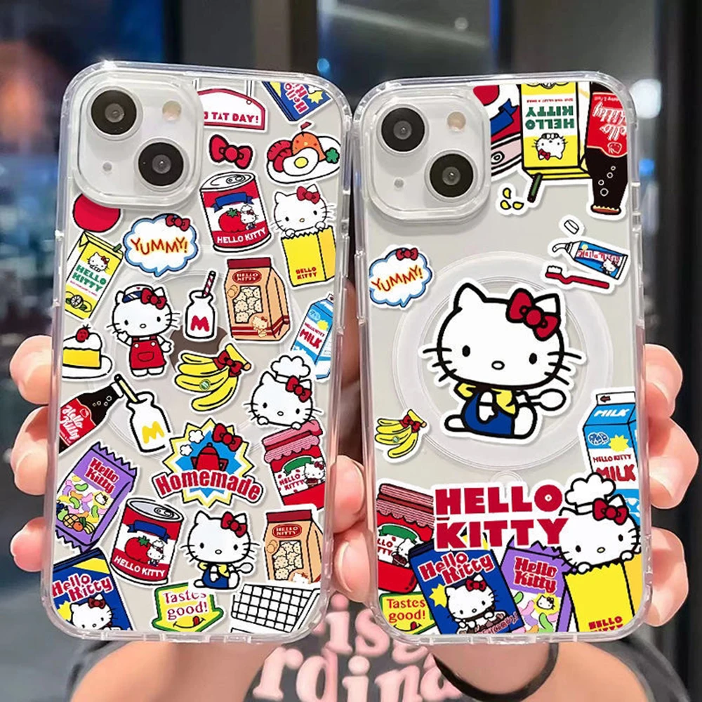 Милый магнитный чехол для телефона Hellos Kittys Magsafe Samsung Galaxy S24 S23 S22 S21 S20 FE Plus Ultra 5G